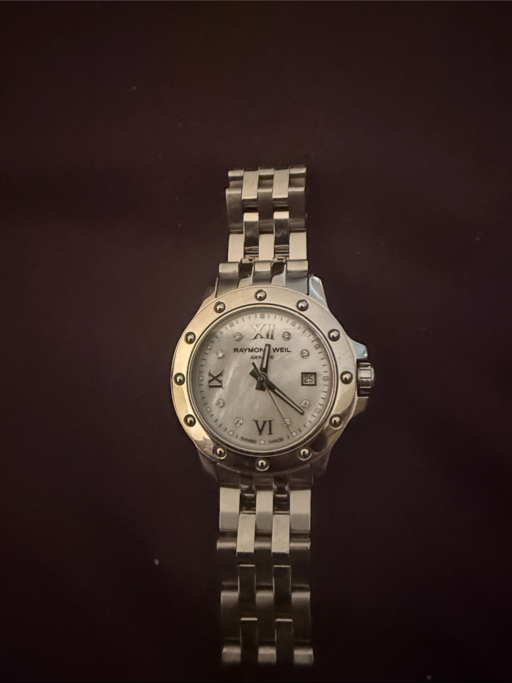 Raymond Weil Stainless Steel Ladies Watch With MotherOfPearl Dial And Diamond